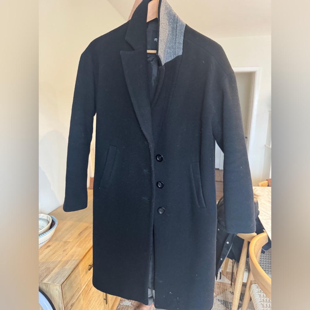 Madewell Women’s Wool Coat with Gray Collar XS (Midi length)
